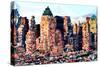 Low Poly New York Art - Hell's Kitchen Buildings II-Philippe Hugonnard-Stretched Canvas