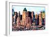 Low Poly New York Art - Hell's Kitchen Buildings II-Philippe Hugonnard-Framed Art Print