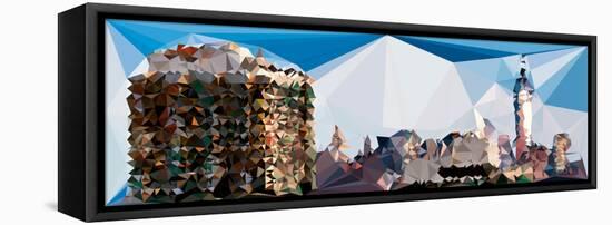 Low Poly New York Art - Hell's Kitchen Sunset-Philippe Hugonnard-Framed Stretched Canvas