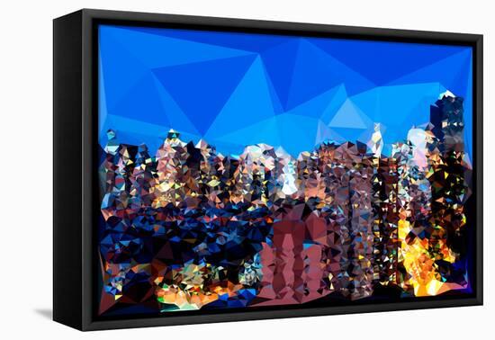 Low Poly New York Art - Manhattan at Dusk-Philippe Hugonnard-Framed Stretched Canvas