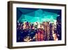 Low Poly New York Art - Manhattan at Green Dusk-Philippe Hugonnard-Framed Art Print