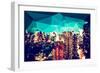 Low Poly New York Art - Manhattan at Green Dusk-Philippe Hugonnard-Framed Art Print