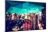 Low Poly New York Art - Manhattan at Green Dusk-Philippe Hugonnard-Mounted Art Print