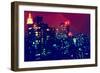 Low Poly New York Art - Manhattan at Night-Philippe Hugonnard-Framed Art Print