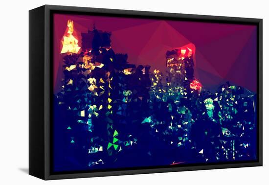Low Poly New York Art - Manhattan at Night-Philippe Hugonnard-Framed Stretched Canvas