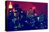 Low Poly New York Art - Manhattan at Night-Philippe Hugonnard-Stretched Canvas