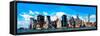 Low Poly New York Art - Manhattan Blue-Philippe Hugonnard-Framed Stretched Canvas