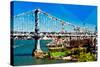 Low Poly New York Art - Manhattan Bridge II-Philippe Hugonnard-Stretched Canvas