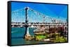 Low Poly New York Art - Manhattan Bridge II-Philippe Hugonnard-Framed Stretched Canvas