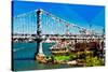 Low Poly New York Art - Manhattan Bridge II-Philippe Hugonnard-Stretched Canvas