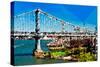 Low Poly New York Art - Manhattan Bridge II-Philippe Hugonnard-Stretched Canvas