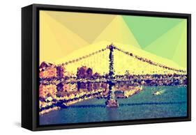 Low Poly New York Art - Manhattan Bridge-Philippe Hugonnard-Framed Stretched Canvas