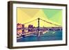 Low Poly New York Art - Manhattan Bridge-Philippe Hugonnard-Framed Premium Giclee Print
