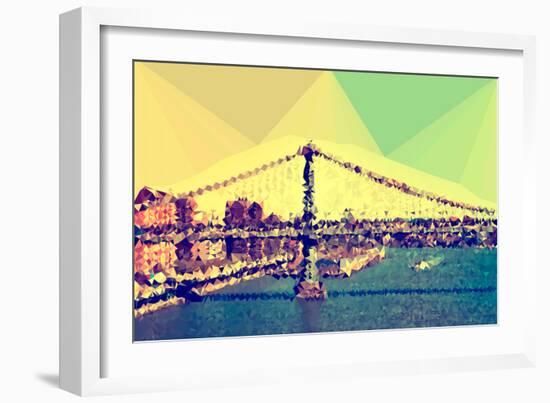 Low Poly New York Art - Manhattan Bridge-Philippe Hugonnard-Framed Premium Giclee Print