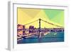 Low Poly New York Art - Manhattan Bridge-Philippe Hugonnard-Framed Premium Giclee Print