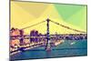 Low Poly New York Art - Manhattan Bridge-Philippe Hugonnard-Mounted Premium Giclee Print