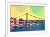 Low Poly New York Art - Manhattan Bridge-Philippe Hugonnard-Framed Art Print