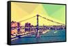 Low Poly New York Art - Manhattan Bridge-Philippe Hugonnard-Framed Stretched Canvas