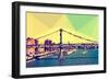 Low Poly New York Art - Manhattan Bridge-Philippe Hugonnard-Framed Art Print