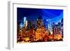 Low Poly New York Art - Manhattan Buildings at Night-Philippe Hugonnard-Framed Art Print