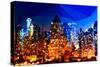 Low Poly New York Art - Manhattan Buildings at Night-Philippe Hugonnard-Stretched Canvas