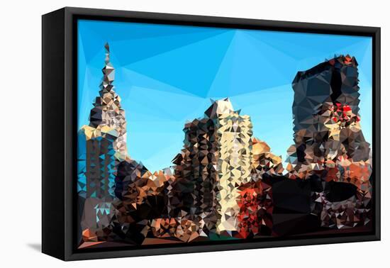 Low Poly New York Art - Manhattan Buildings II-Philippe Hugonnard-Framed Stretched Canvas