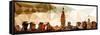 Low Poly New York Art - Manhattan Cityscape II-Philippe Hugonnard-Framed Stretched Canvas