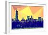 Low Poly New York Art - Manhattan Dark Yellow-Philippe Hugonnard-Framed Art Print