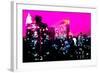 Low Poly New York Art - Manhattan Deep Pink Night-Philippe Hugonnard-Framed Art Print