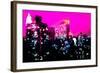 Low Poly New York Art - Manhattan Deep Pink Night-Philippe Hugonnard-Framed Art Print