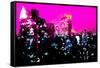 Low Poly New York Art - Manhattan Deep Pink Night-Philippe Hugonnard-Framed Stretched Canvas