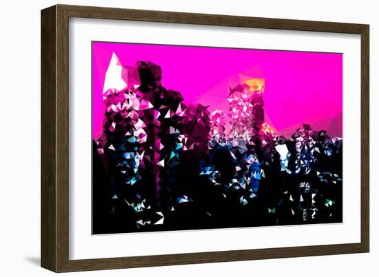 Low Poly New York Art - Manhattan Deep Pink Night-Philippe Hugonnard-Framed Art Print