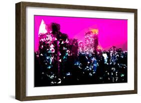 Low Poly New York Art - Manhattan Deep Pink Night-Philippe Hugonnard-Framed Art Print