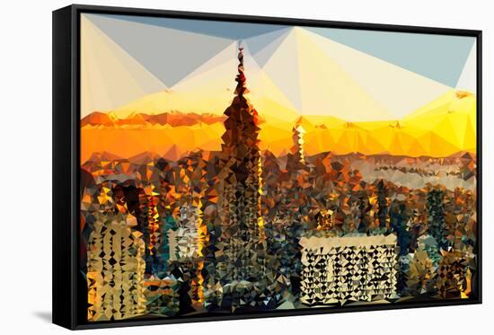 Low Poly New York Art - Manhattan Downtown-Philippe Hugonnard-Framed Stretched Canvas