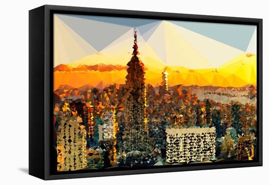 Low Poly New York Art - Manhattan Downtown-Philippe Hugonnard-Framed Stretched Canvas