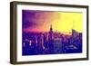 Low Poly New York Art - Manhattan Golden Sunset-Philippe Hugonnard-Framed Art Print