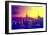 Low Poly New York Art - Manhattan Golden Sunset-Philippe Hugonnard-Framed Art Print