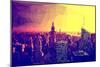 Low Poly New York Art - Manhattan Golden Sunset-Philippe Hugonnard-Mounted Art Print