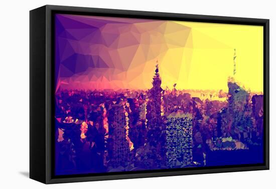 Low Poly New York Art - Manhattan Golden Sunset-Philippe Hugonnard-Framed Stretched Canvas