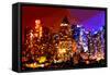 Low Poly New York Art - Manhattan Lights-Philippe Hugonnard-Framed Stretched Canvas