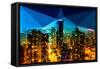 Low Poly New York Art - Manhattan Night Light-Philippe Hugonnard-Framed Stretched Canvas