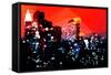 Low Poly New York Art - Manhattan Red Night-Philippe Hugonnard-Framed Stretched Canvas