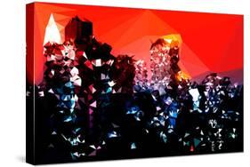 Low Poly New York Art - Manhattan Red Night-Philippe Hugonnard-Stretched Canvas