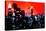 Low Poly New York Art - Manhattan Red Night-Philippe Hugonnard-Stretched Canvas