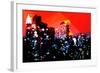 Low Poly New York Art - Manhattan Red Night-Philippe Hugonnard-Framed Art Print