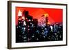 Low Poly New York Art - Manhattan Red Night-Philippe Hugonnard-Framed Art Print