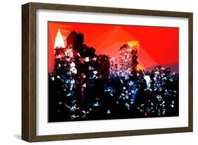 Low Poly New York Art - Manhattan Red Night-Philippe Hugonnard-Framed Premium Giclee Print