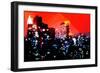 Low Poly New York Art - Manhattan Red Night-Philippe Hugonnard-Framed Premium Giclee Print