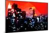 Low Poly New York Art - Manhattan Red Night-Philippe Hugonnard-Mounted Premium Giclee Print