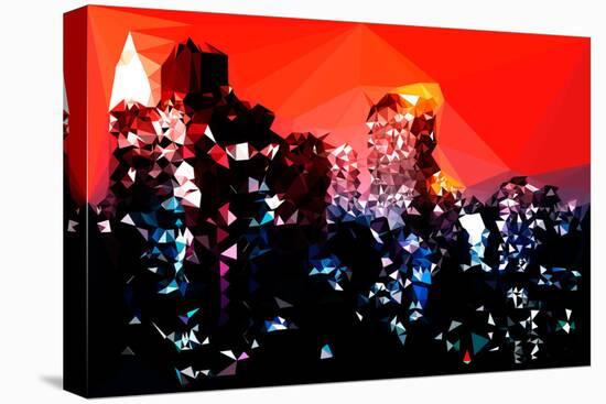 Low Poly New York Art - Manhattan Red Night-Philippe Hugonnard-Stretched Canvas